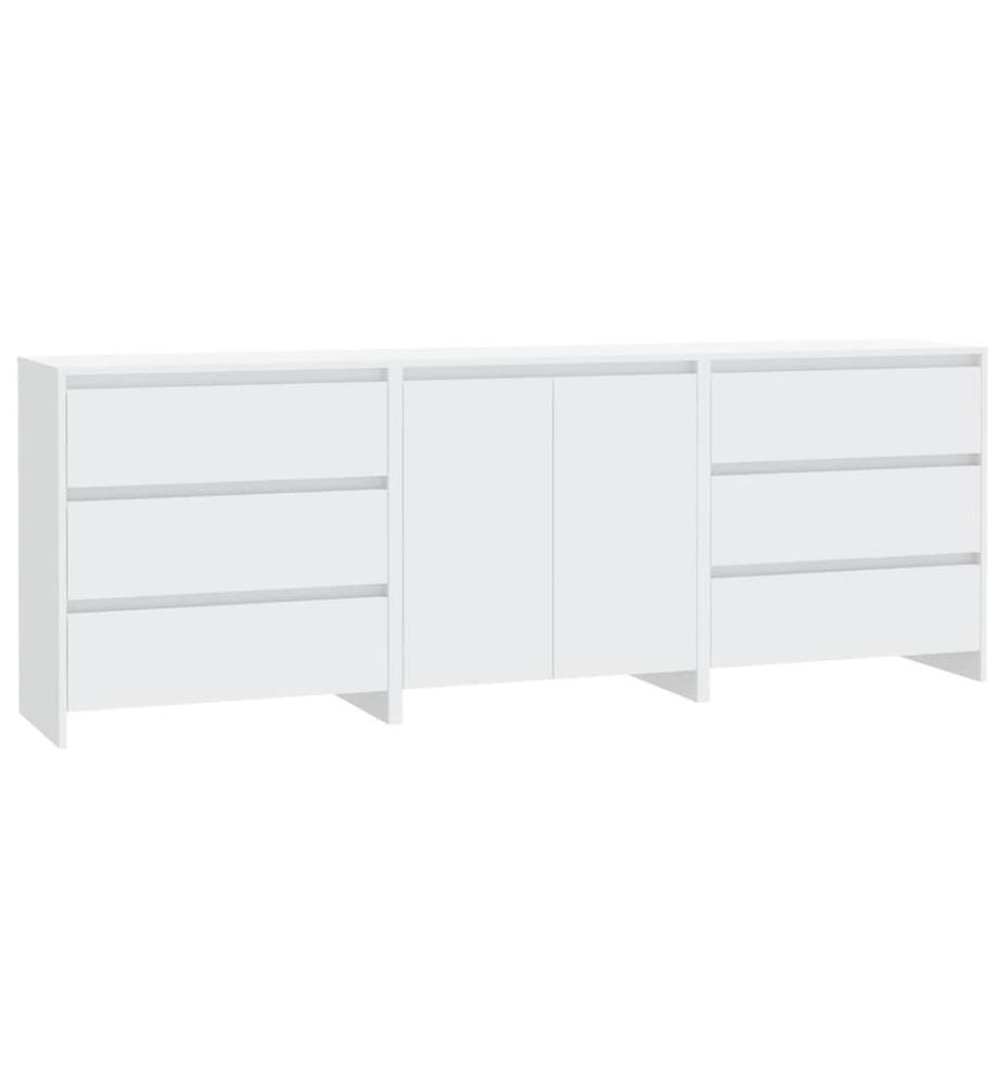 3-tlg. Sideboard Weiss Holzwerkstoff