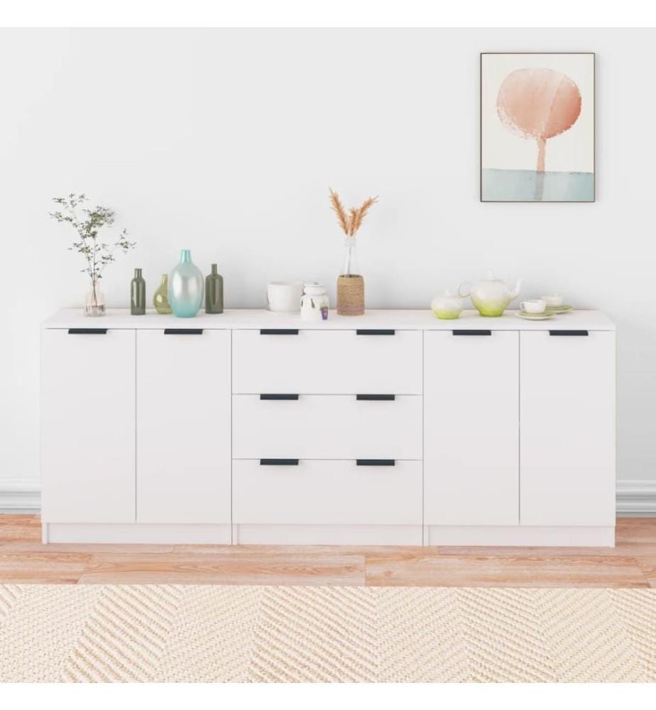 3-tlg. Sideboards Weiss Holzwerkstoff