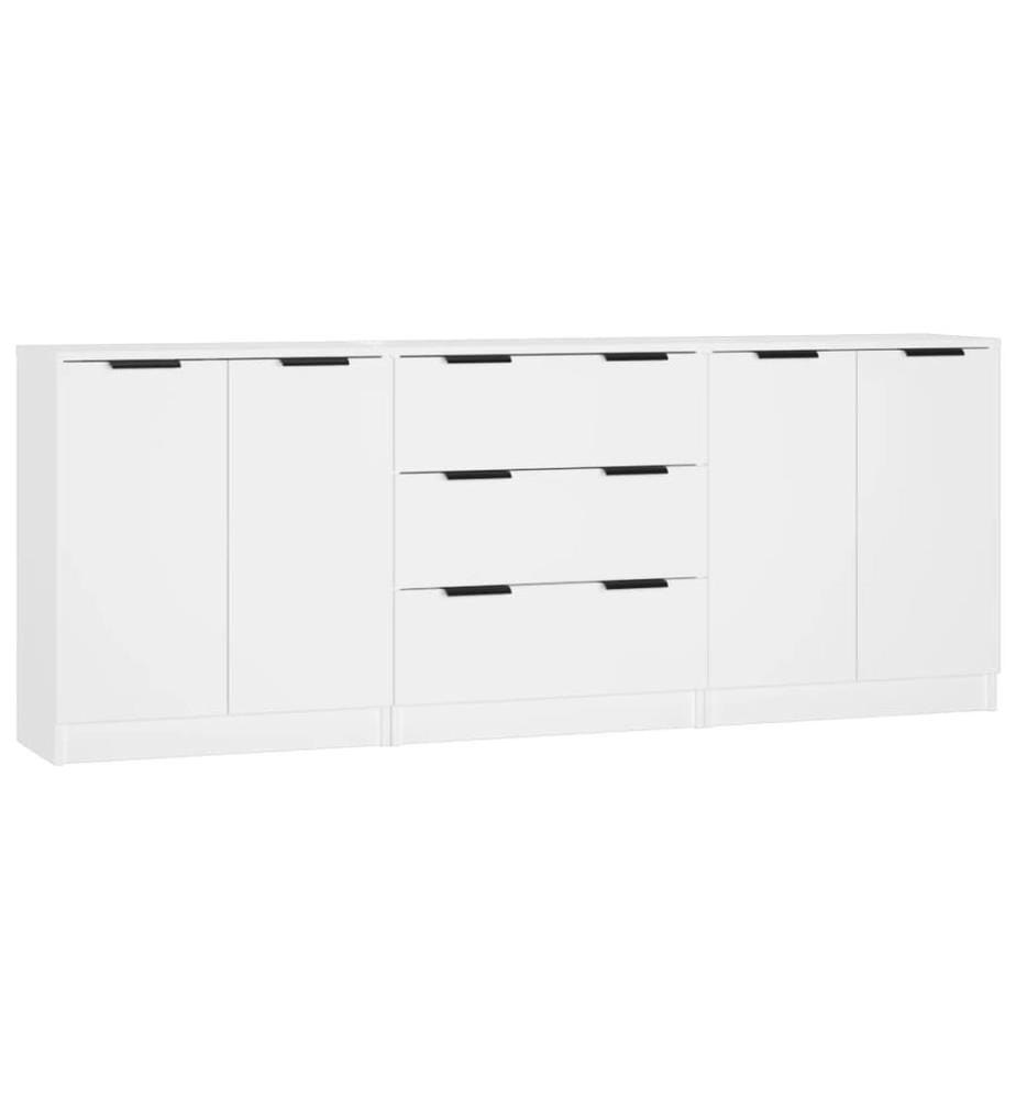 3-tlg. Sideboards Weiss Holzwerkstoff