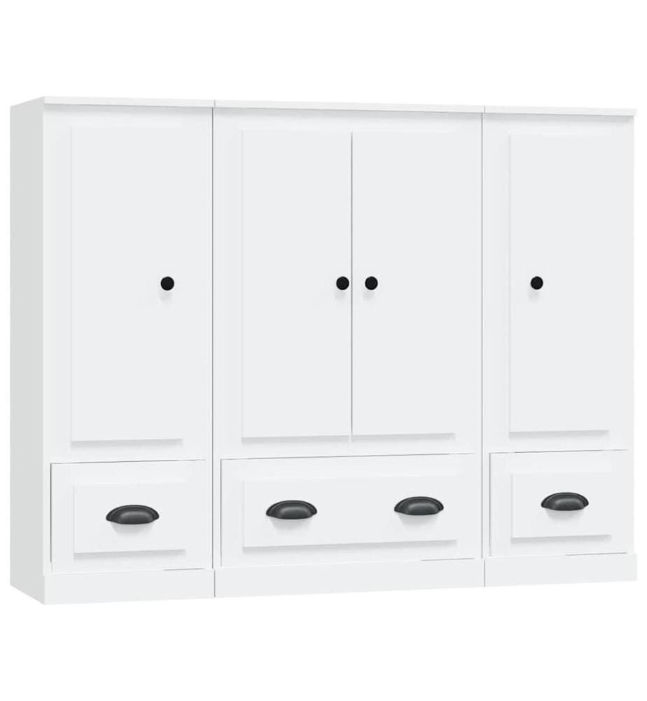 Highboards 3 Stk. Weiss Holzwerkstoff
