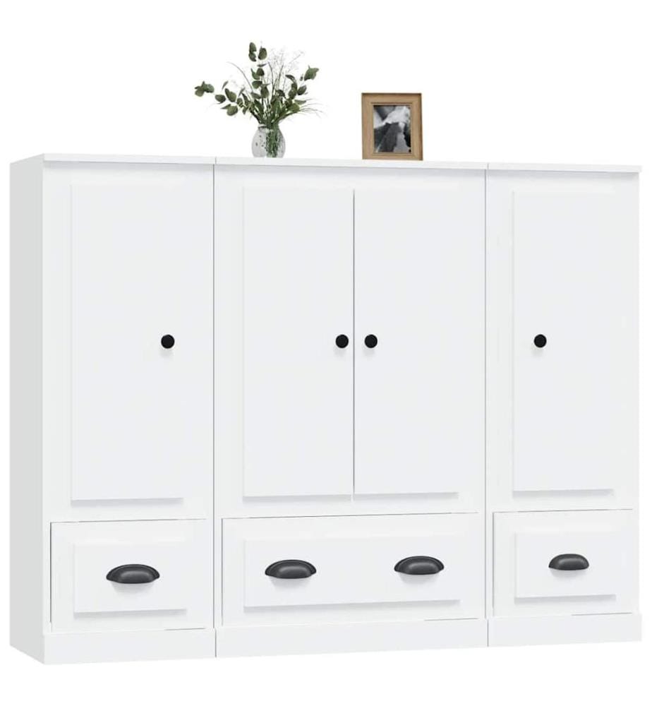 Highboards 3 Stk. Weiss Holzwerkstoff