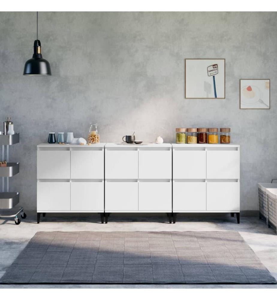 Sideboards 3 Stk. Weiss 60x35x70 cm Holzwerkstoff