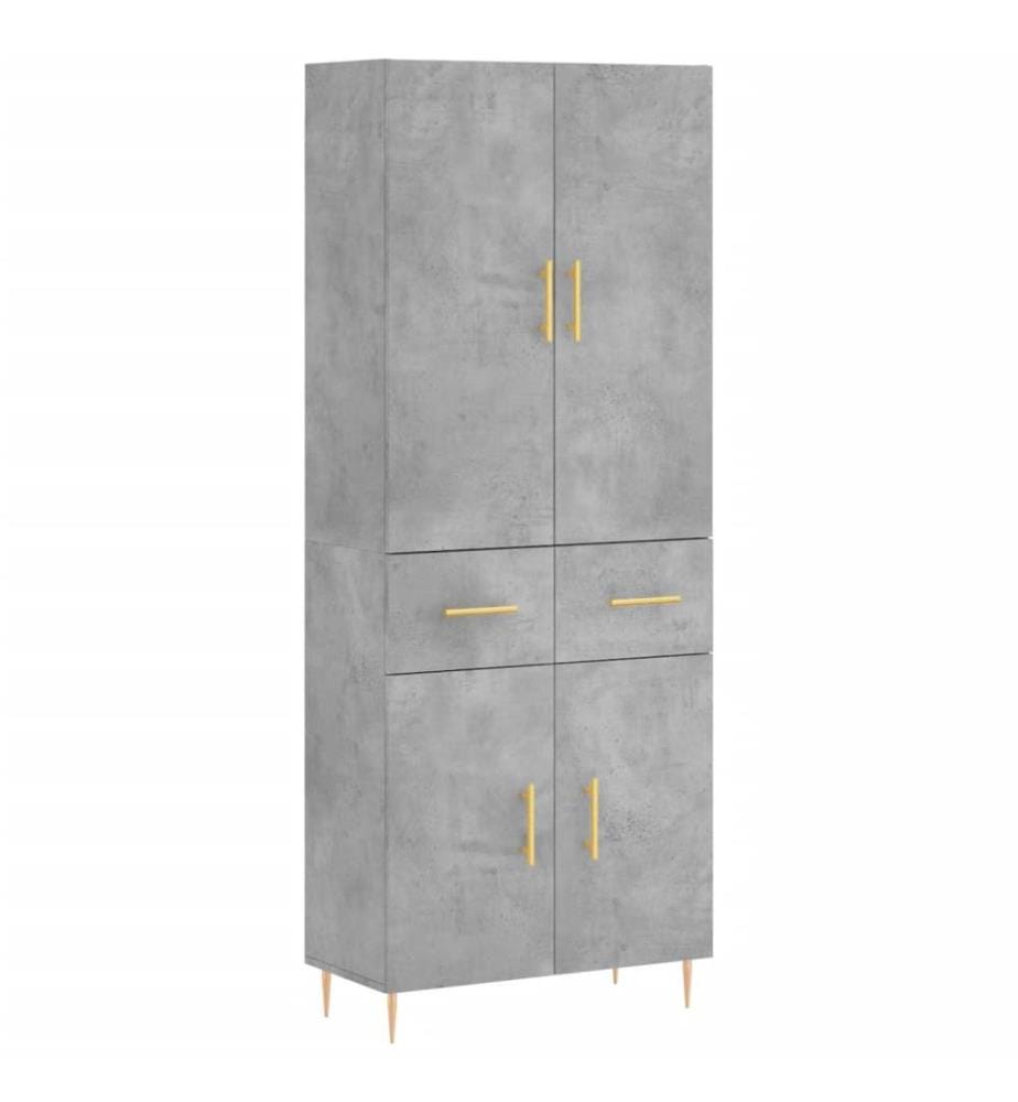 Buffet haut Gris béton 69,5x34x180 cm Bois d'ingénierie