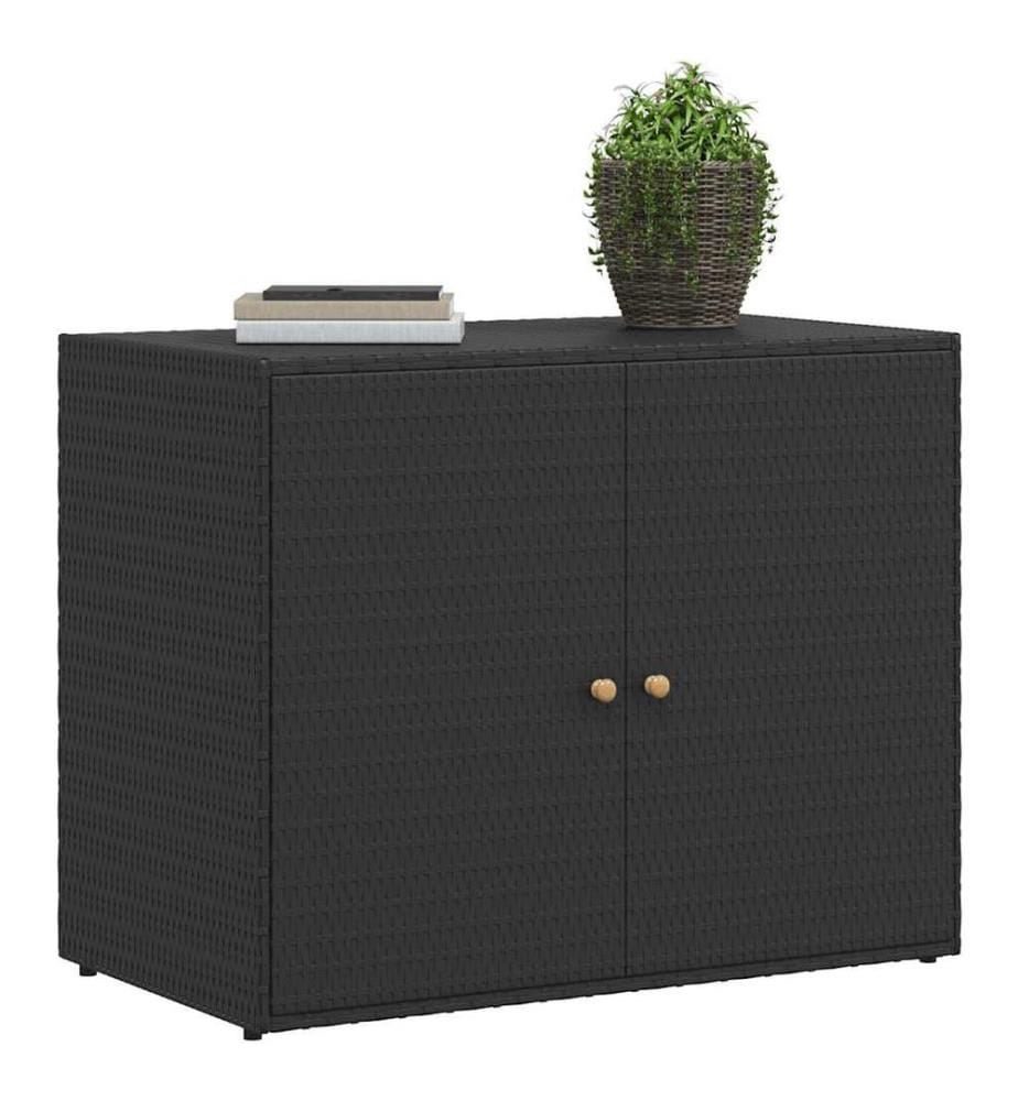 Gartenschrank Schwarz 100 x 55,5 x 80 cm Poly Rattan