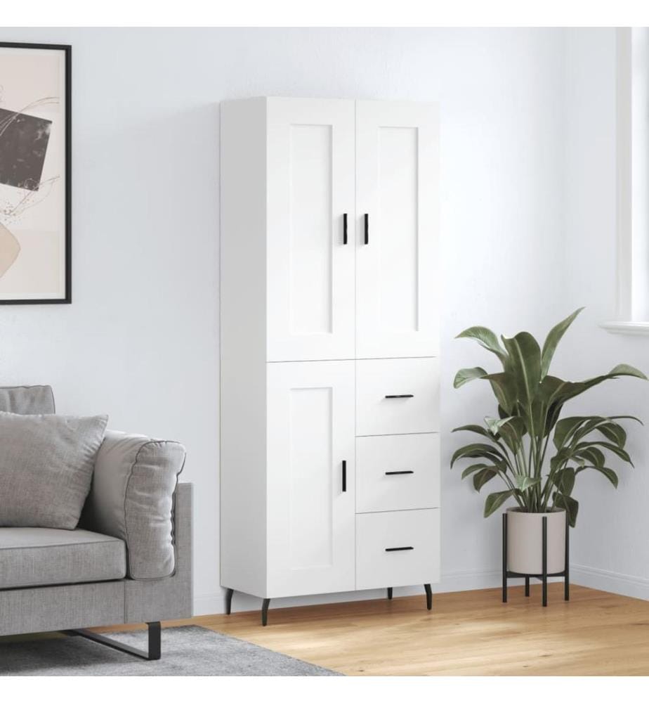 Buffet haut Blanc 69,5x34x180 cm Bois d'ingénierie