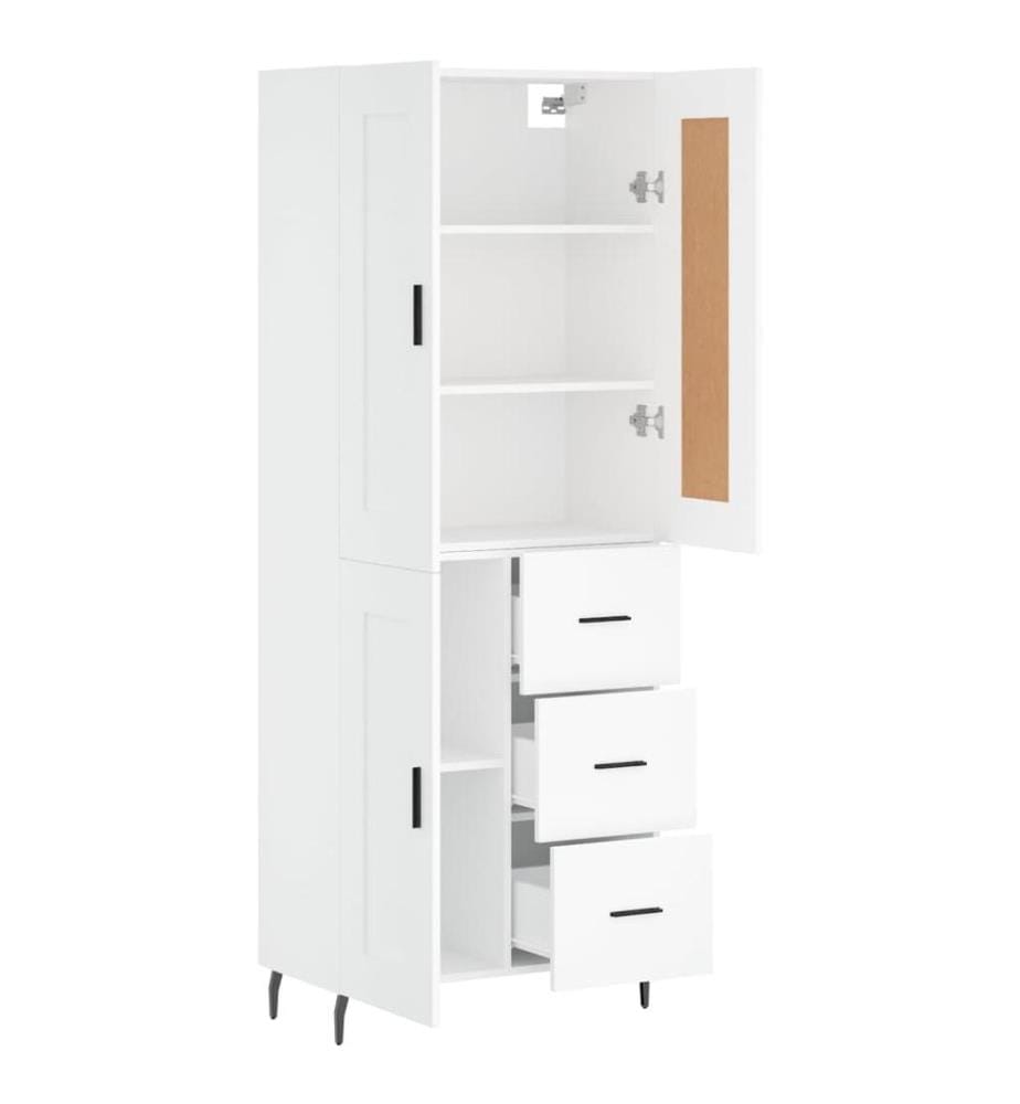 Buffet haut Blanc 69,5x34x180 cm Bois d'ingénierie
