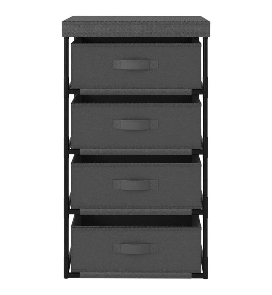 Étagère de rangement avec 4 paniers en tissu Acier Gris
