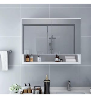Armoire à miroir de salle de bain LED Blanc 80x15x60 cm MDF