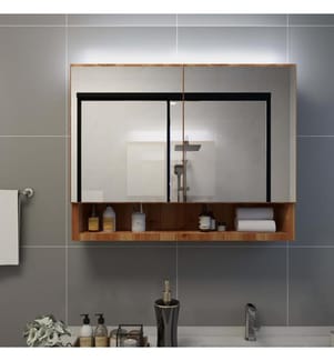 Armoire à miroir de salle de bain LED Chêne 80x15x60 cm MDF