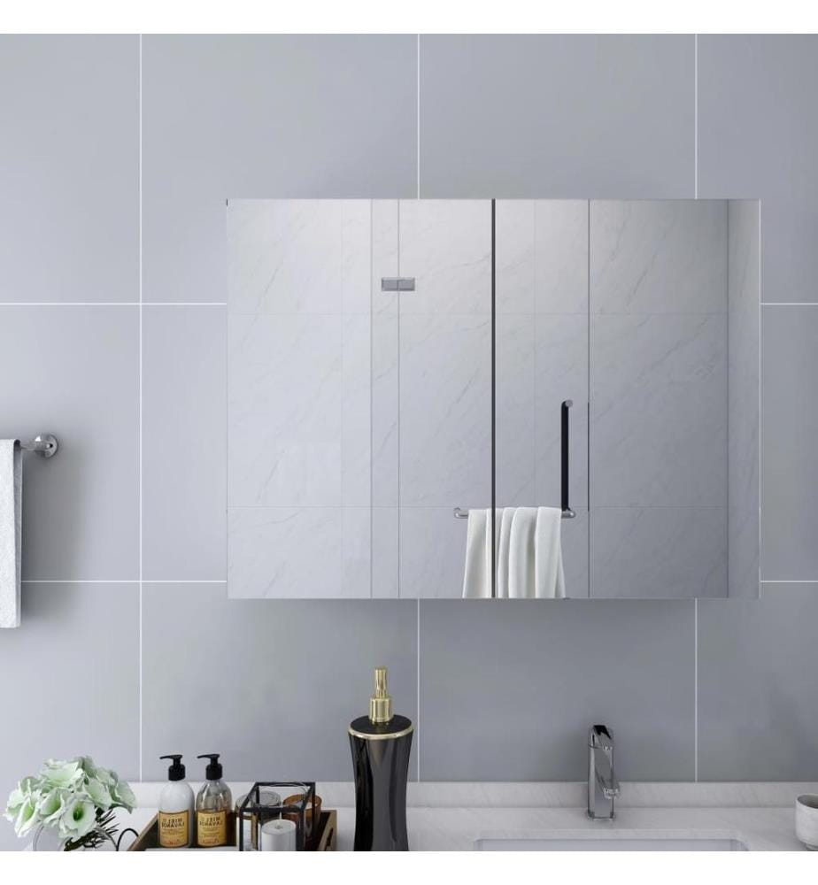 Bad-Spiegelschrank Weiss 80x15x60 cm MDF