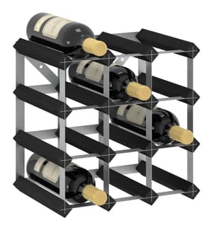 Weinregal für 12 Flaschen Schwarz Massivholz Kiefer
