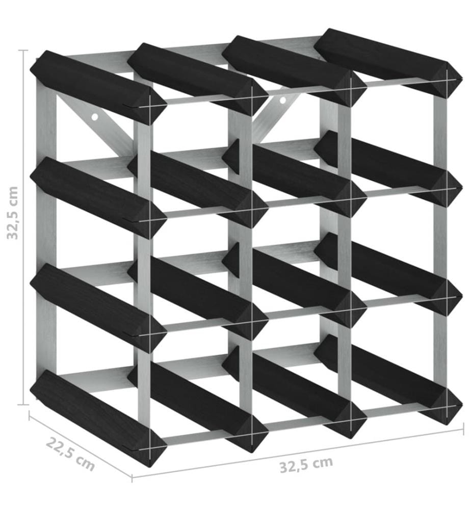 Weinregal für 12 Flaschen Schwarz Massivholz Kiefer