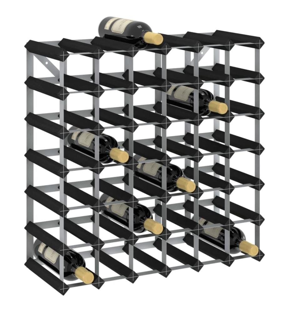 Weinregal für 42 Flaschen Schwarz Massivholz Kiefer