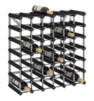Weinregal für 42 Flaschen Schwarz Massivholz Kiefer