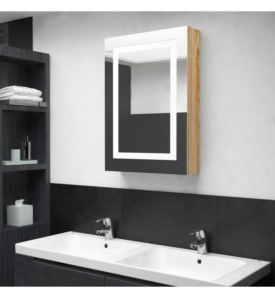 LED-Spiegelschrank fürs Bad Eichenoptik 50x13x70 cm