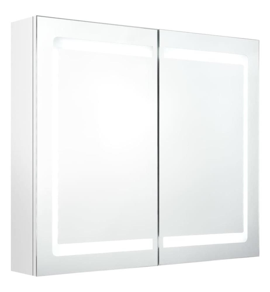 LED-Spiegelschrank fürs Bad Glänzend Weiss 80x12x68 cm