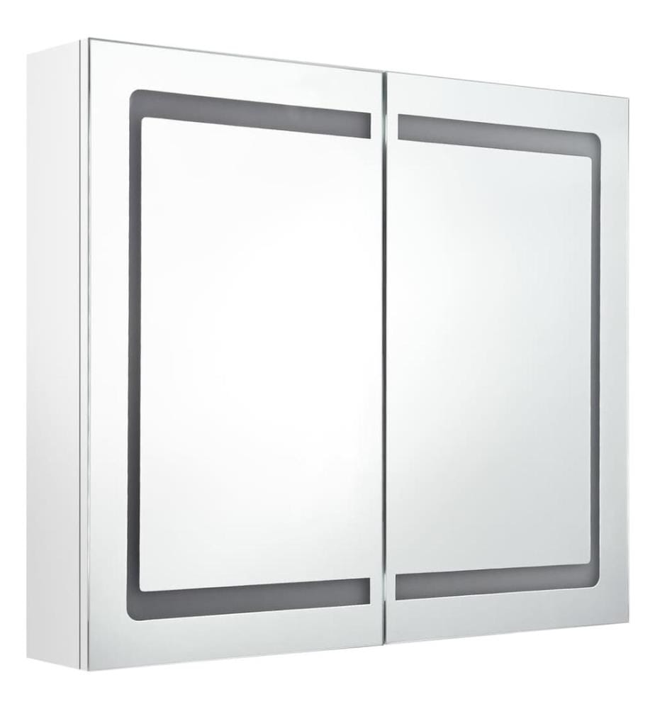 LED-Spiegelschrank fürs Bad Glänzend Weiss 80x12x68 cm