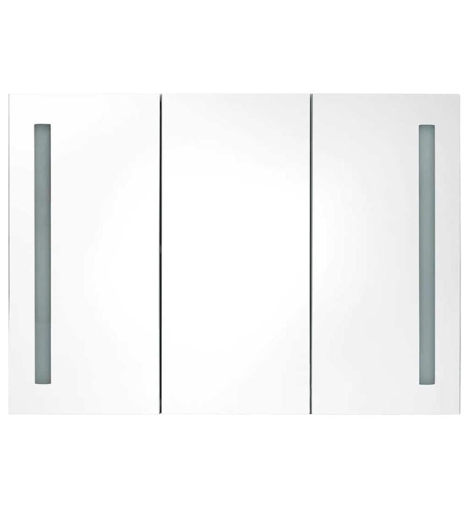 Armoire de salle de bain à miroir LED 89x14x62cm Blanc brillant