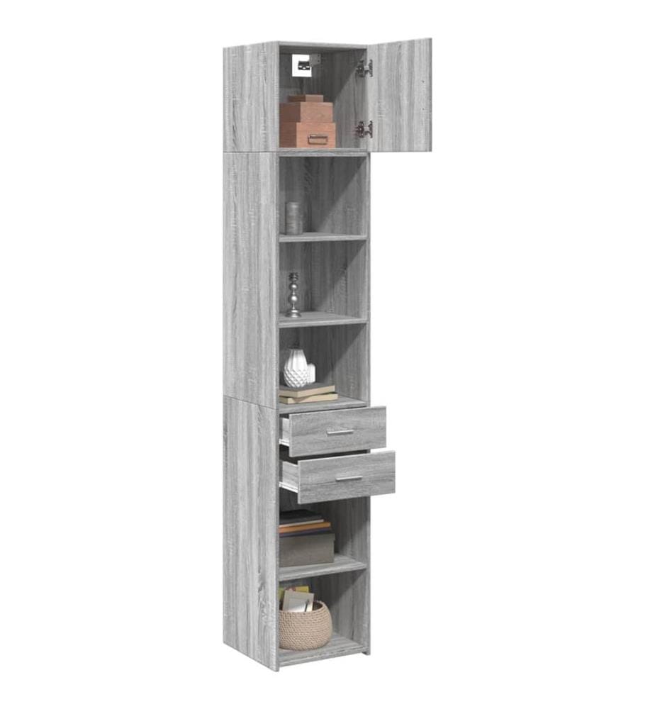 Hochschrank Schmal Grau Sonoma 40x42,5x225 cm Holzwerkstoff