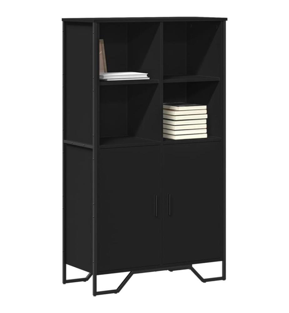 Buffet haut noir 79,5x35,5x137,5 cm bois d'ingénierie