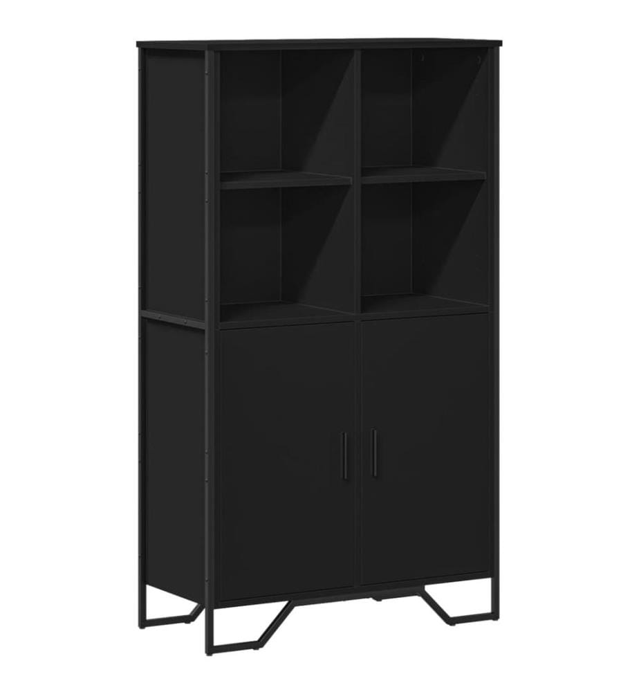 Buffet haut noir 79,5x35,5x137,5 cm bois d'ingénierie