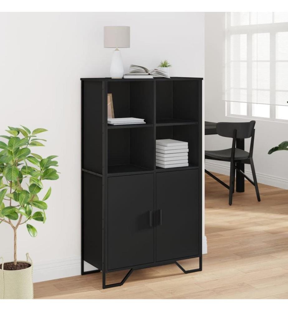 Buffet haut noir 79,5x35,5x137,5 cm bois d'ingénierie