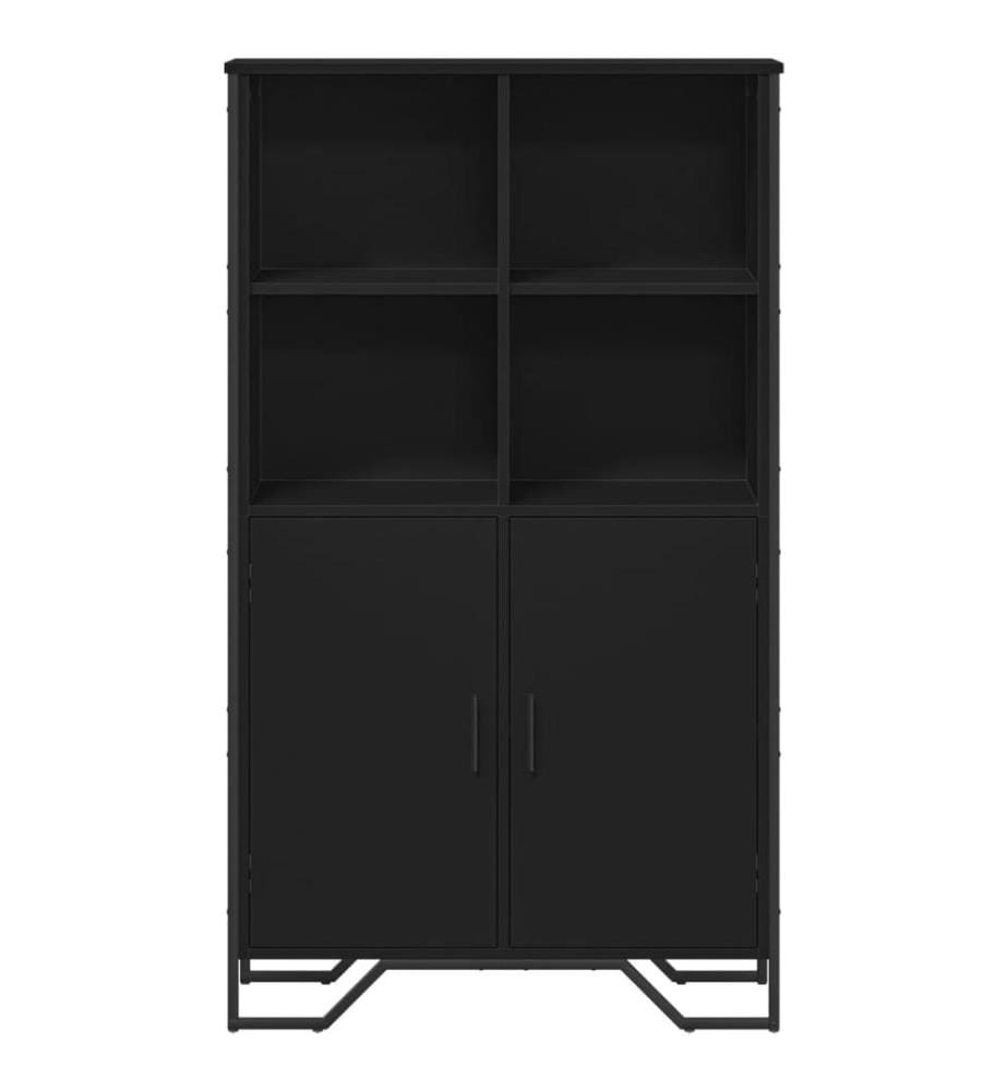 Buffet haut noir 79,5x35,5x137,5 cm bois d'ingénierie