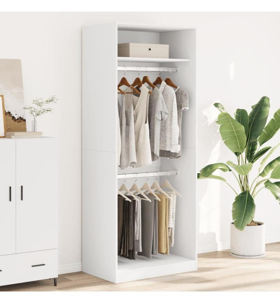 Garde-robe blanc 80x50x200 cm bois d'ingénierie