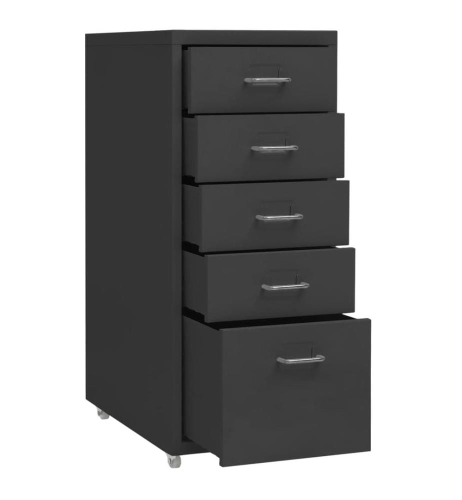 Aktenschrank mit Rollen Anthrazit 28x41x69 cm Metall