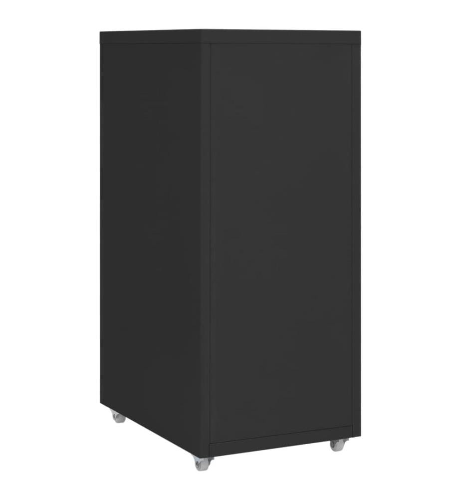 Aktenschrank mit Rollen Schwarz 28x41x69 cm Metall