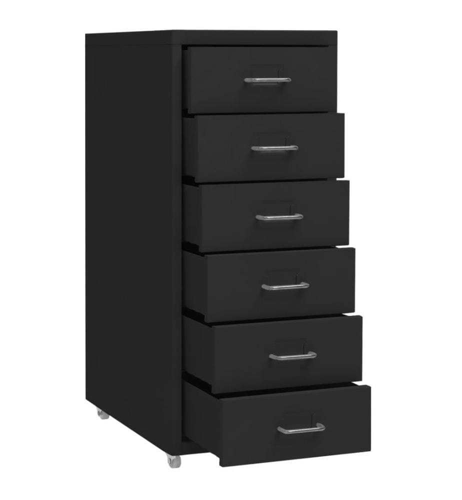 Aktenschrank mit Rollen Schwarz 28x41x69 cm Metall