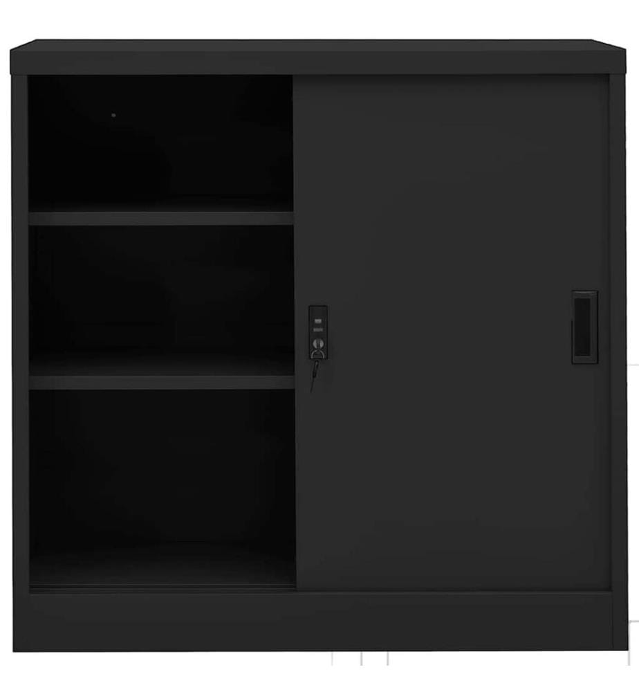 Armoire de bureau porte coulissante Anthracite 90x40x90cm Acier