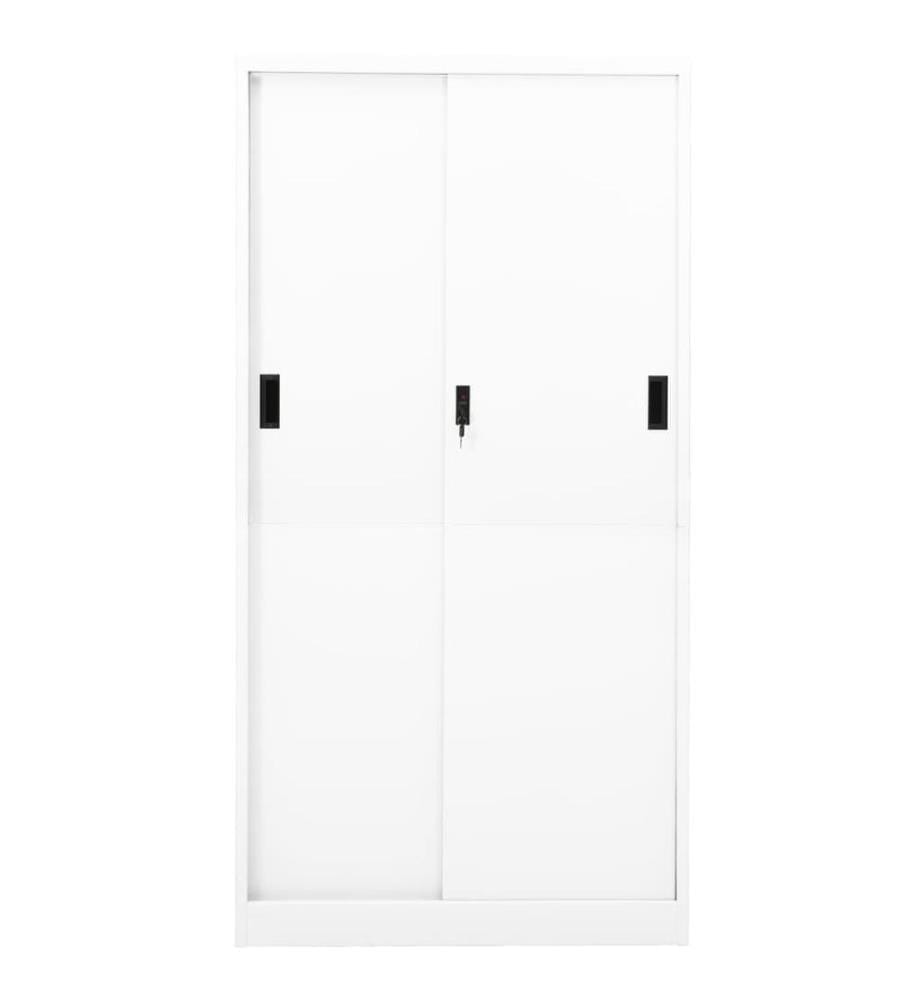 Armoire de bureau et porte coulissante Blanc 90x40x180 cm Acier
