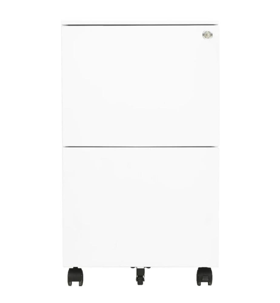 Aktenschrank mit Rollen Weiss 39x45x67 cm Stahl