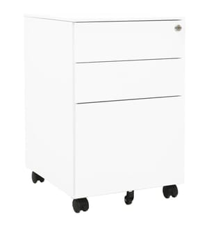 Aktenschrank mit Rollen Weiss 39x45x60 cm Stahl
