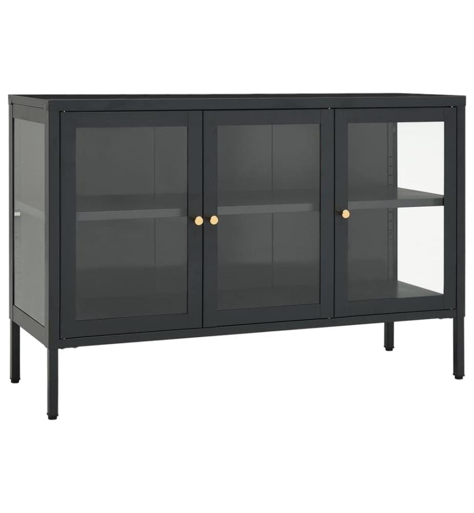 Buffet Anthracite 105x35x70 cm Acier et verre