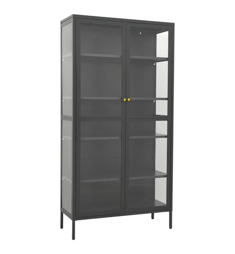 Vitrine Anthrazit 90x40x180 cm Stahl und Gehärtetes Glas