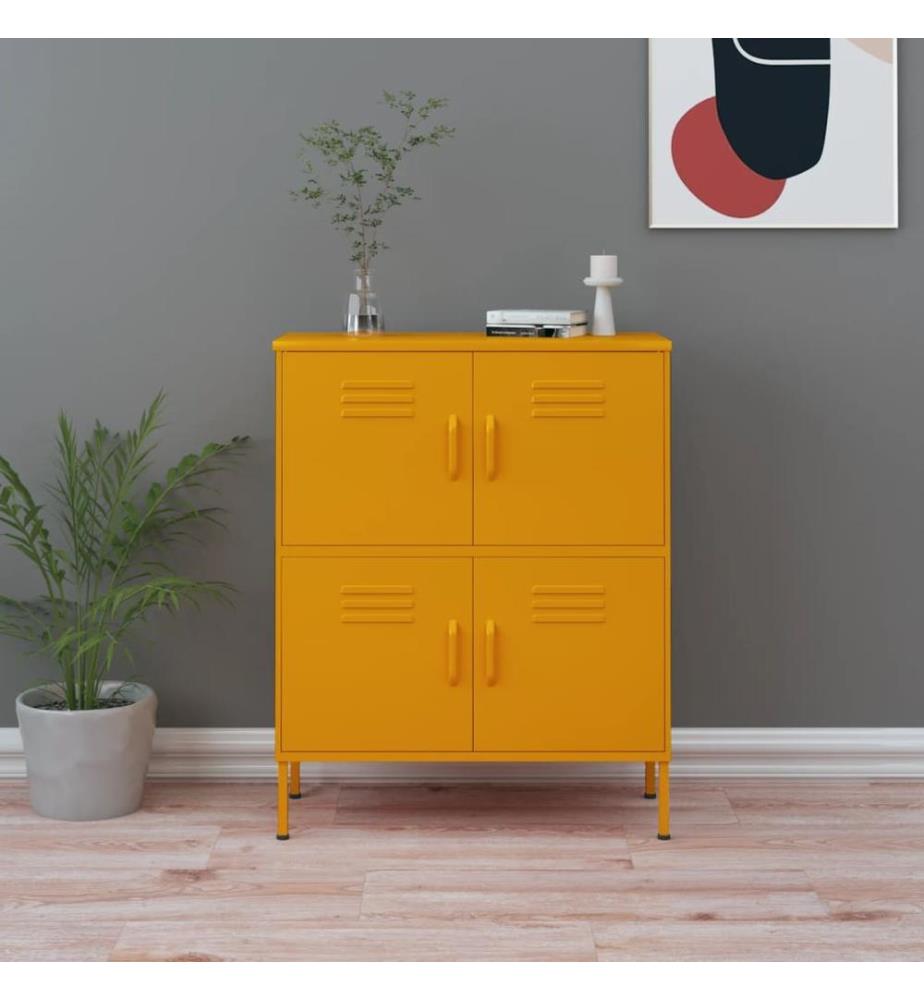 Armoire de rangement Jaune moutarde 80x35x101,5 cm Acier