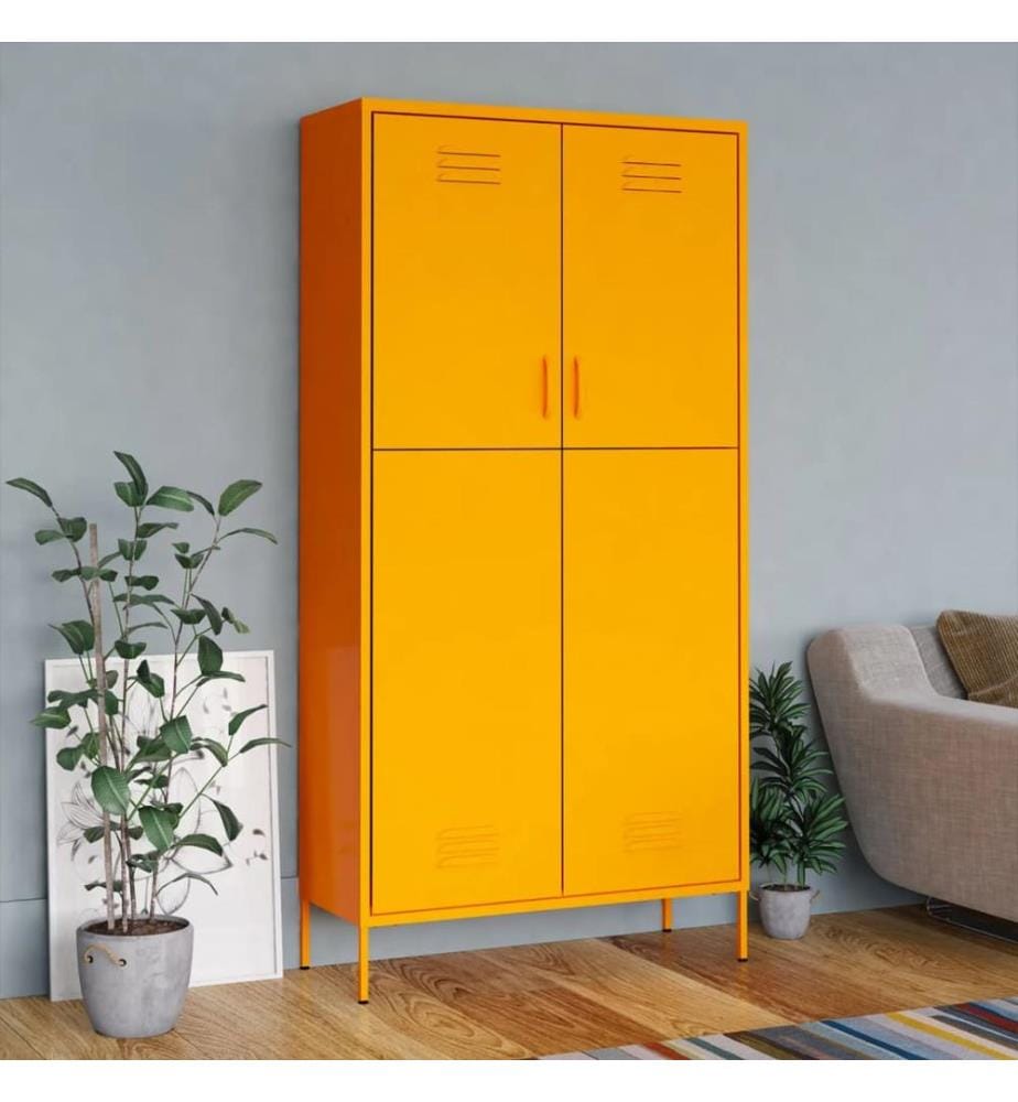 Kleiderschrank Senfgelb 90x50x180 cm Stahl