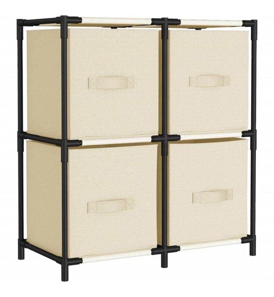 Armoire de rangement 4 paniers en tissu Crème 63x30x71 cm Acier