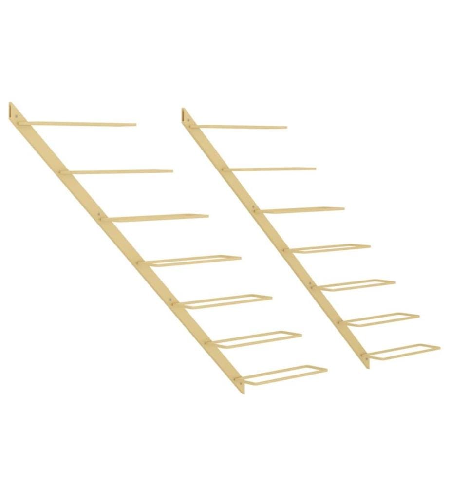 Wand-Weinregale für 7 Flaschen 2 Stk. Golden Metall