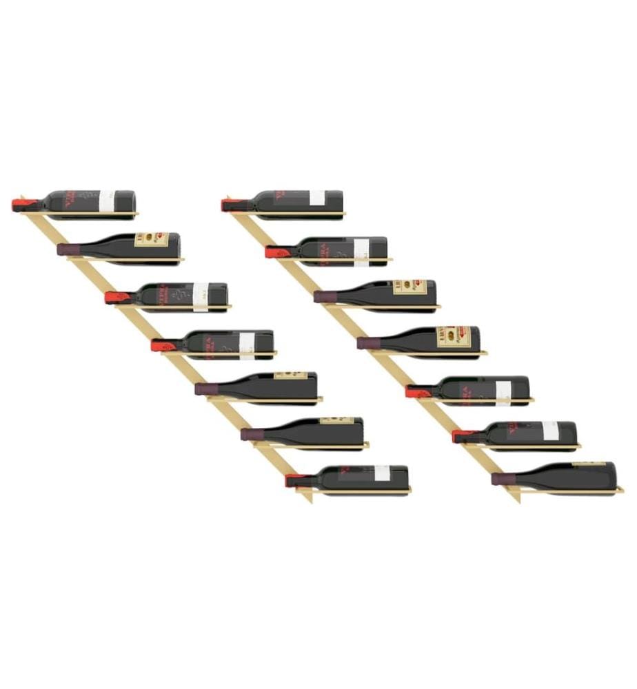 Wand-Weinregale für 7 Flaschen 2 Stk. Golden Metall