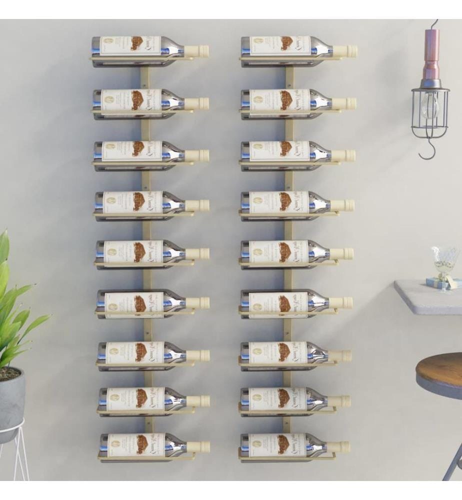 Wand-Weinregale für 9 Flaschen 2 Stk. Golden Eisen