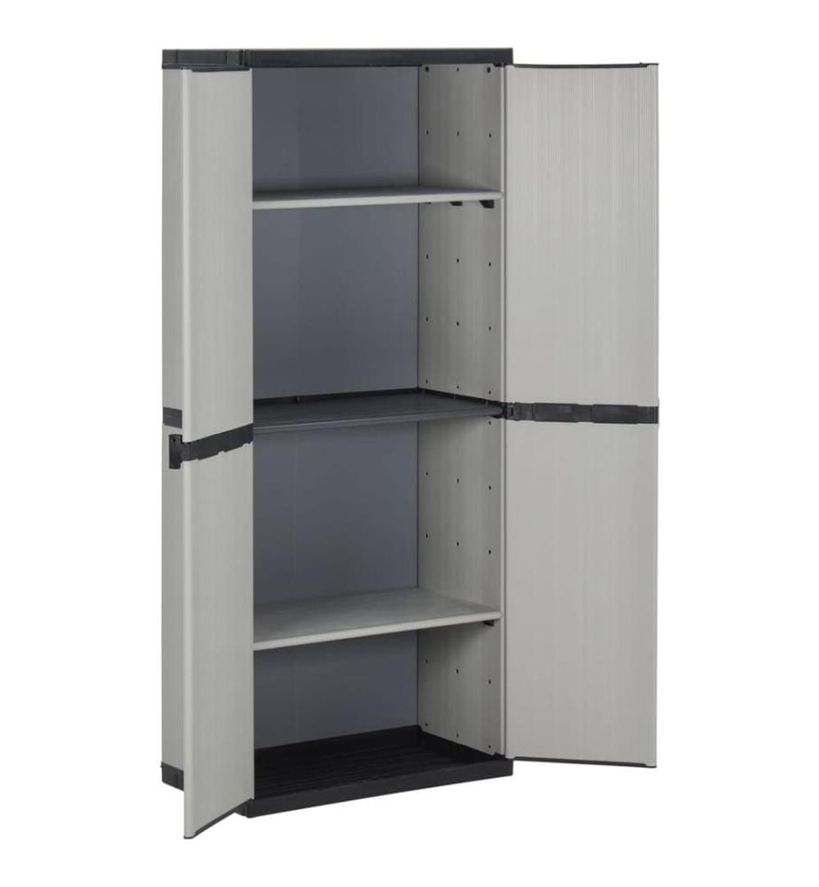 Armoire de rangement de jardin 3 étagères Gris/noir 68x40x168cm