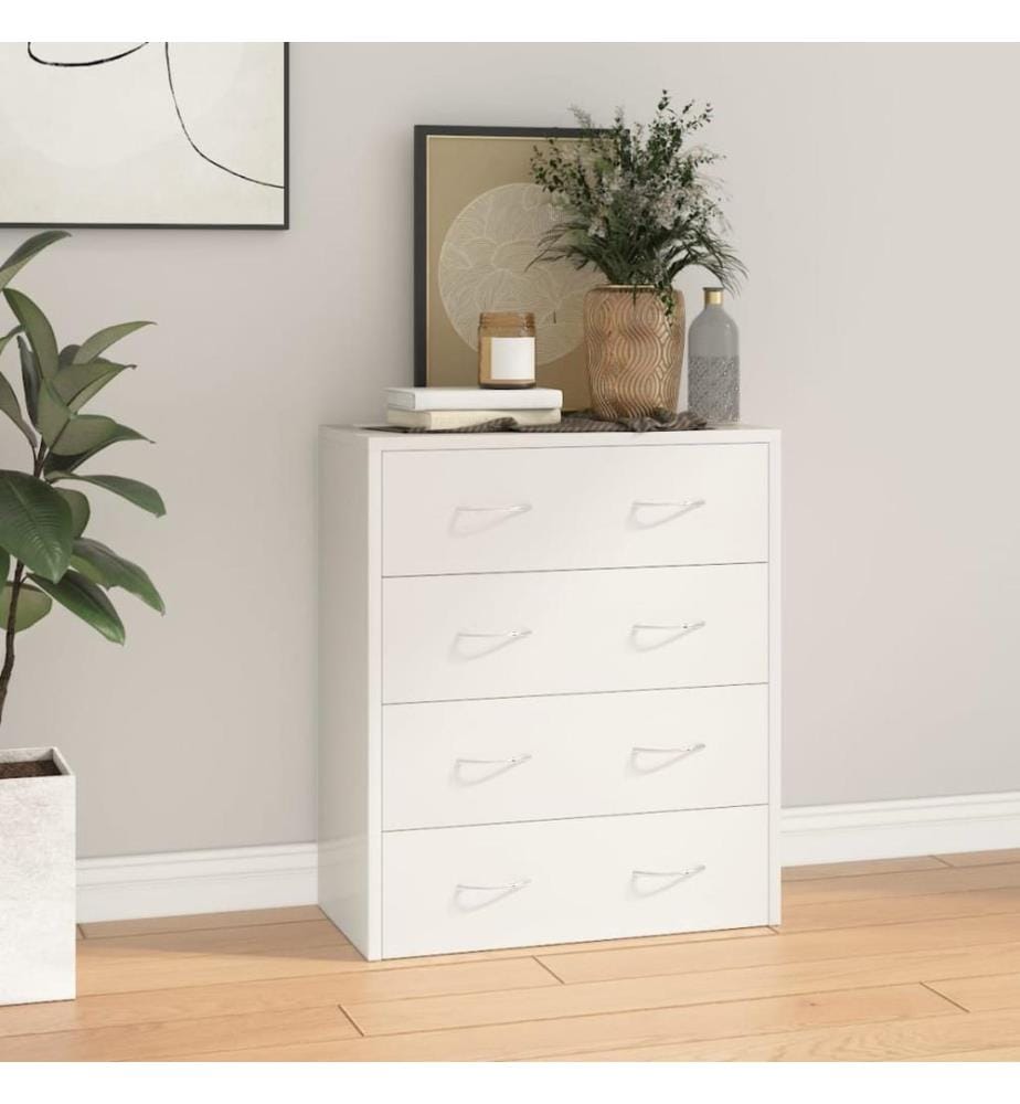 Kommode mit 4 Schubladen 60x30,5x71 cm Hochglanz-Weiss