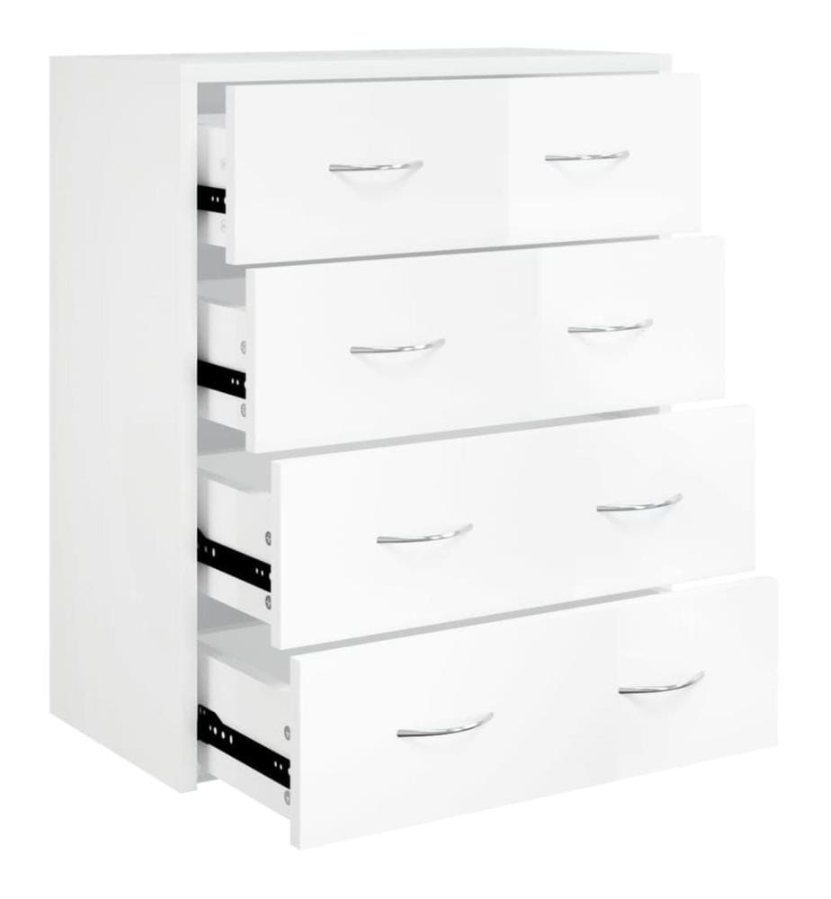 Kommode mit 4 Schubladen 60x30,5x71 cm Hochglanz-Weiss