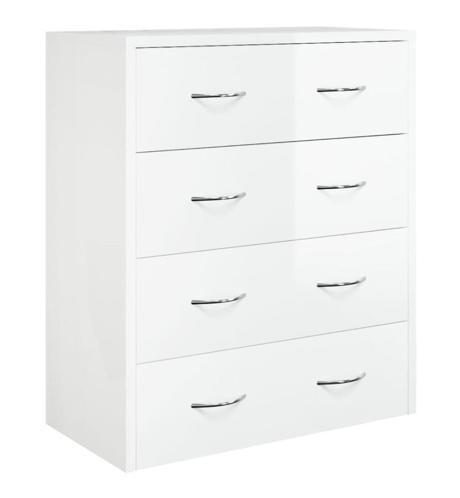 Kommode mit 4 Schubladen 60x30,5x71 cm Hochglanz-Weiss