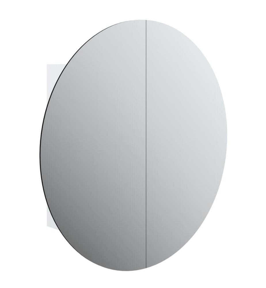 Armoire de salle de bain miroir rond et LED Blanc 54x54x17,5 cm