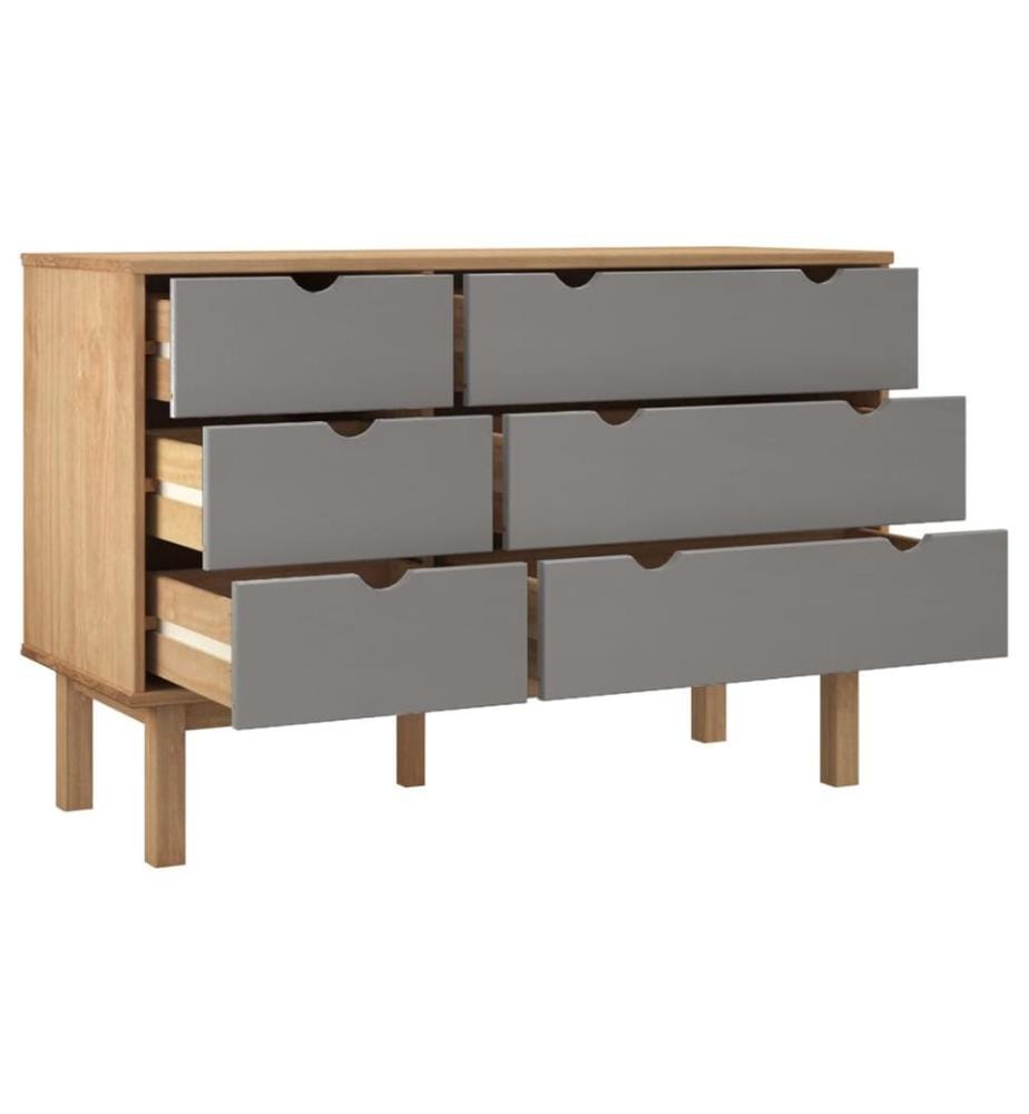 Commode OTTA marron et gris 111x43x73,5 cm bois de pin massif
