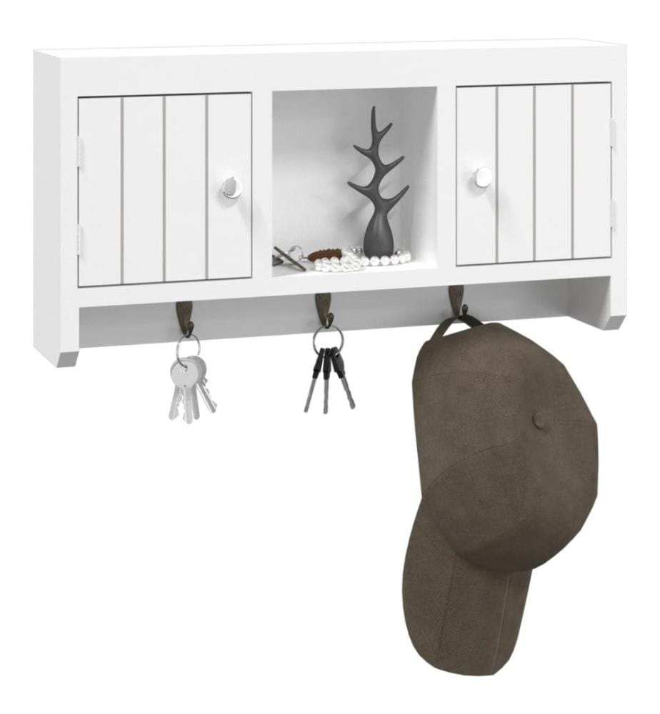 Armoire à clés Blanc 40x8,5x20 cm Bois d'ingénierie et acier